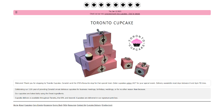 Toronto Cupcake Website