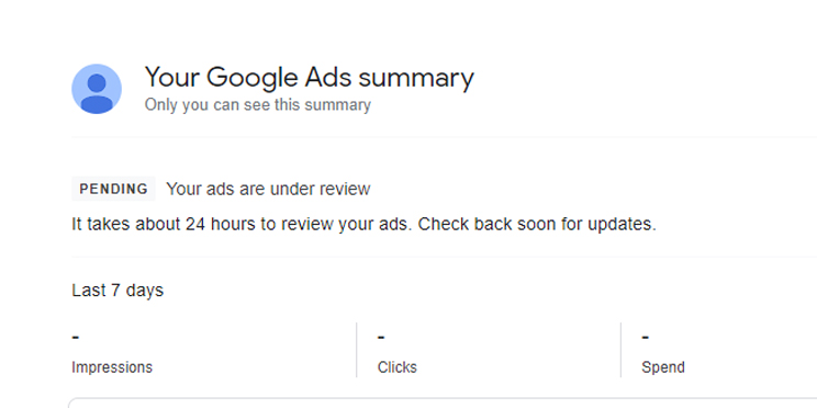 Pending Google Ads